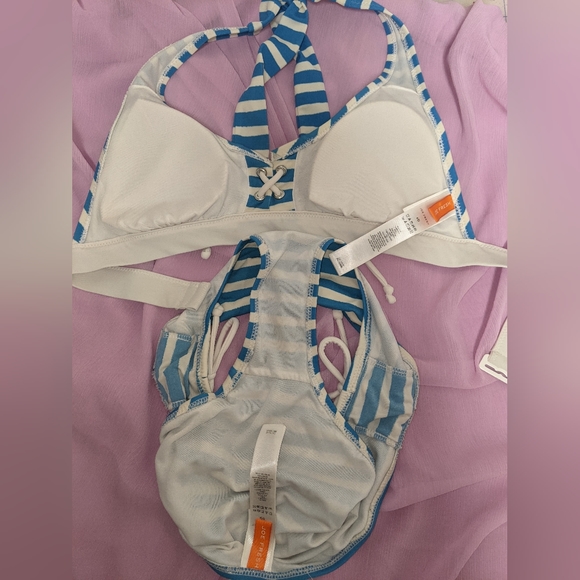 3/$25 Striped lace up halter bikini - Picture 5 of 5